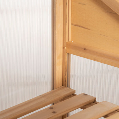 wooden cold frame, mini greenhouse 70 x 50 x 120 cm, greenhouse with cover, window, double door, light-permeable cold frame with 3 shelves, winterproof raised bed for garden, balcony, brown