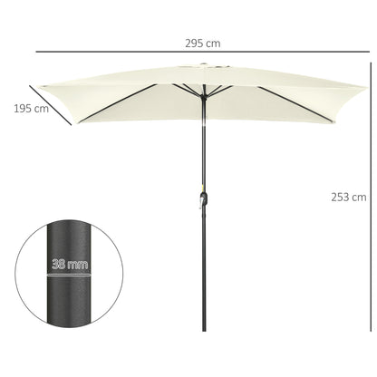 Outdoor Terrace Umbrella 76.77" x 116.14" Garden Parasol with Adjustable Angle Aluminum Pole and Anti-UV Umbrella for Garden Patio Cream