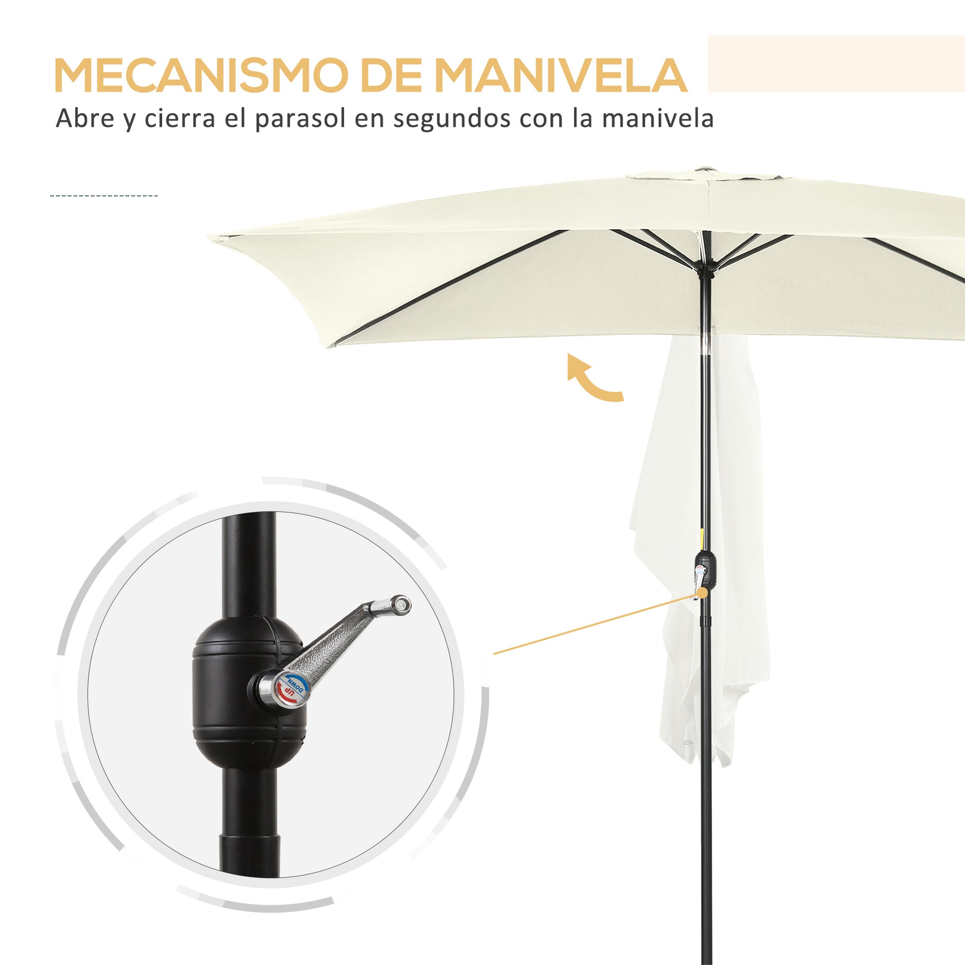 Outdoor Terrace Umbrella 76.77" x 116.14" Garden Parasol with Adjustable Angle Aluminum Pole and Anti-UV Umbrella for Garden Patio Cream