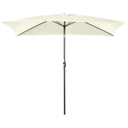 Outdoor Terrace Umbrella 76.77" x 116.14" Garden Parasol with Adjustable Angle Aluminum Pole and Anti-UV Umbrella for Garden Patio Cream