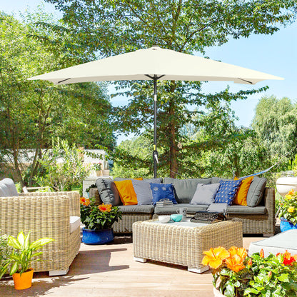 Outdoor Terrace Umbrella 76.77" x 116.14" Garden Parasol with Adjustable Angle Aluminum Pole and Anti-UV Umbrella for Garden Patio Cream