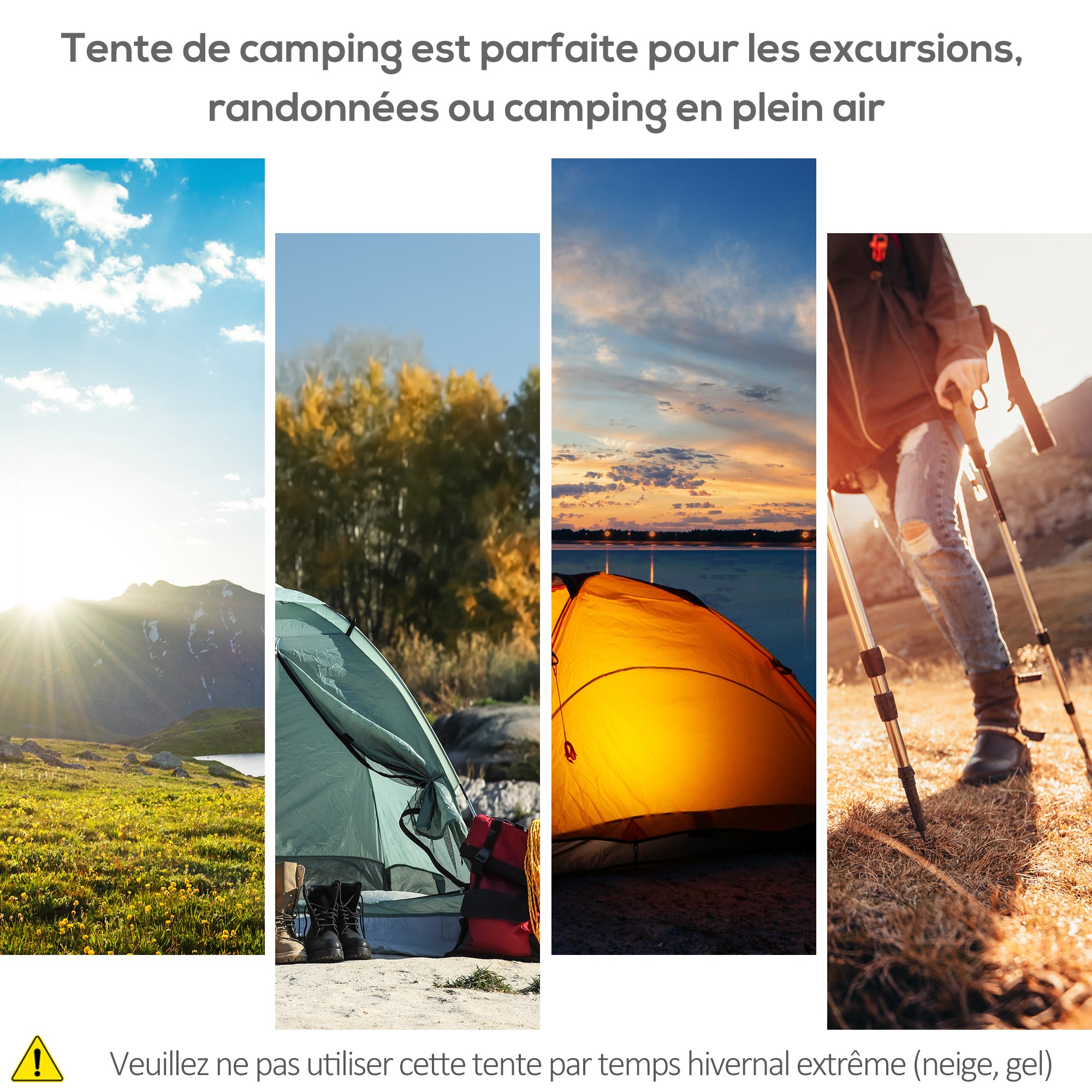 Pop Up Camping Tent 3-4 Person Dome Tent Waterproof Lightweight Ventilated Easy to Assemble 2 Large Doors 2.6L x 2.6W x 1.5H m Fiberglass Polyester Oxford Green Gray