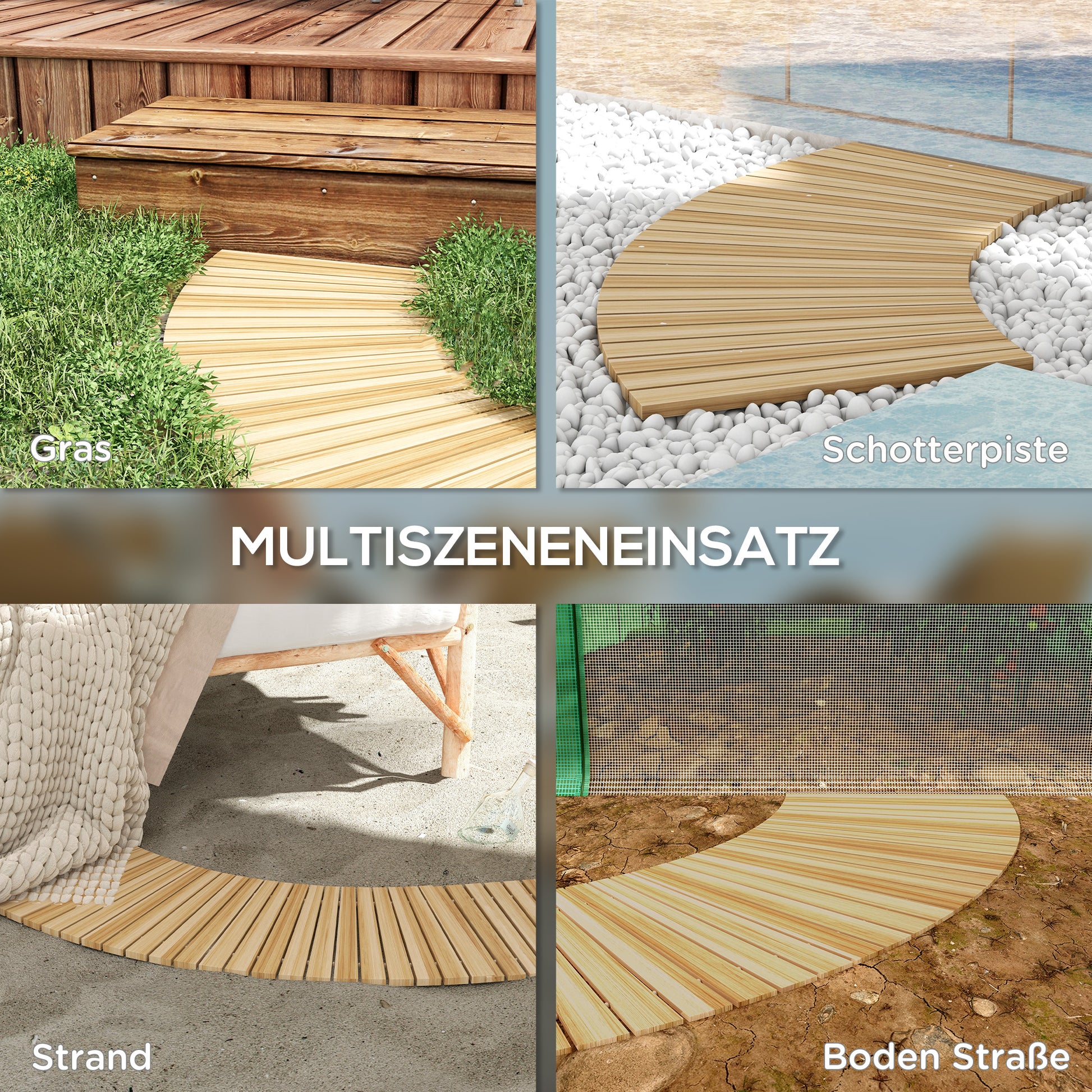 120 cm Garden Path, Rollway Garden Tread Decorative Wooden Tread Made of Pine Wood, for Garden, Balcony, Nature