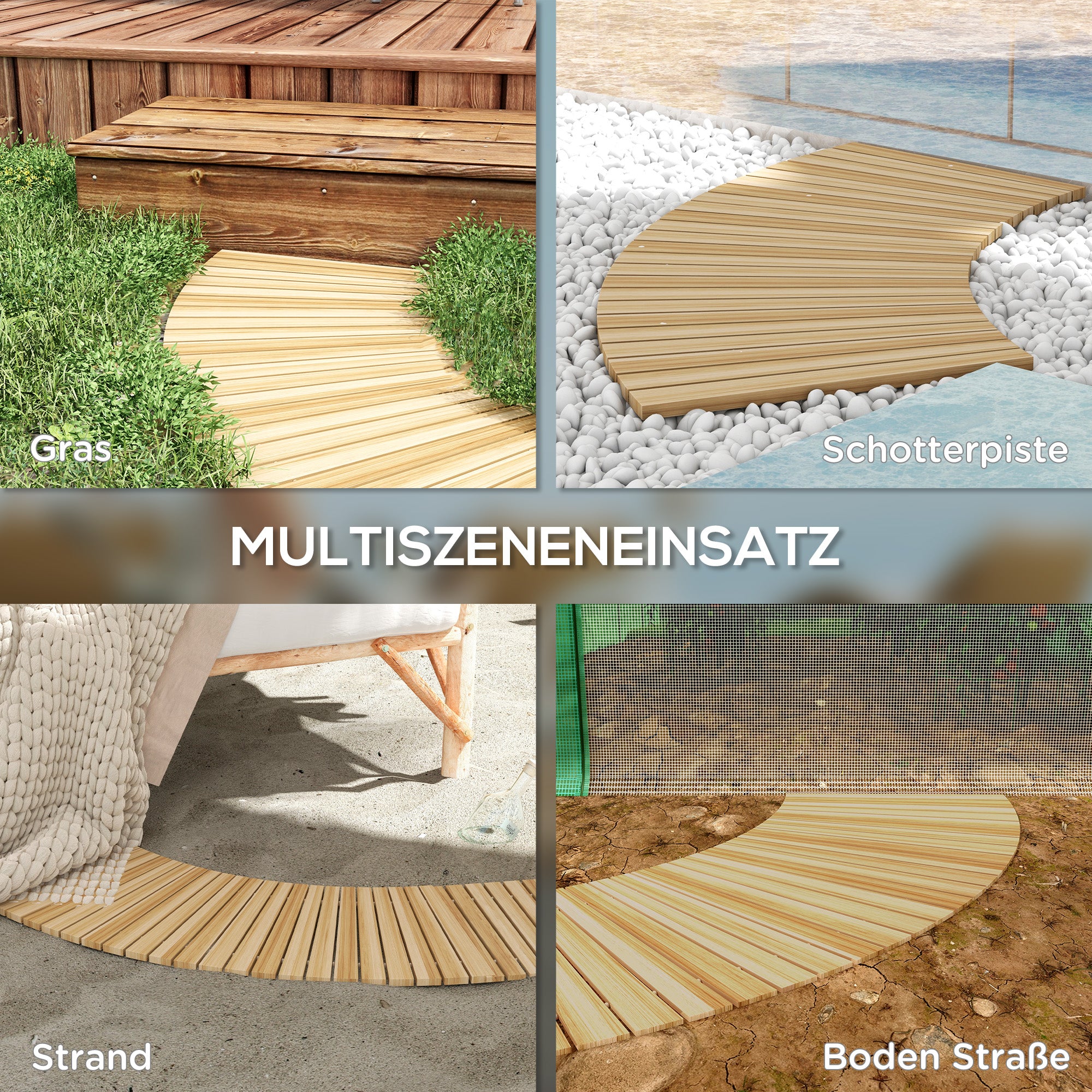 120 cm Garden Path, Rollway Garden Tread Decorative Wooden Tread Made of Pine Wood, for Garden, Balcony, Nature