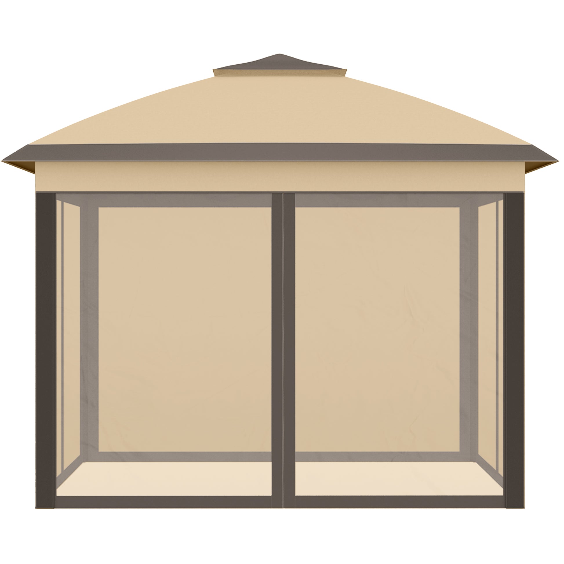Pavilion 3.3x3.3m, Waterproof Winterproof Pop-Up Folding Pavilion with Double Roof, UV Protection, Foldable Party Tent Garden Tent with Side Panels, Bag Garden Pavilion for Camping Garden, Beige