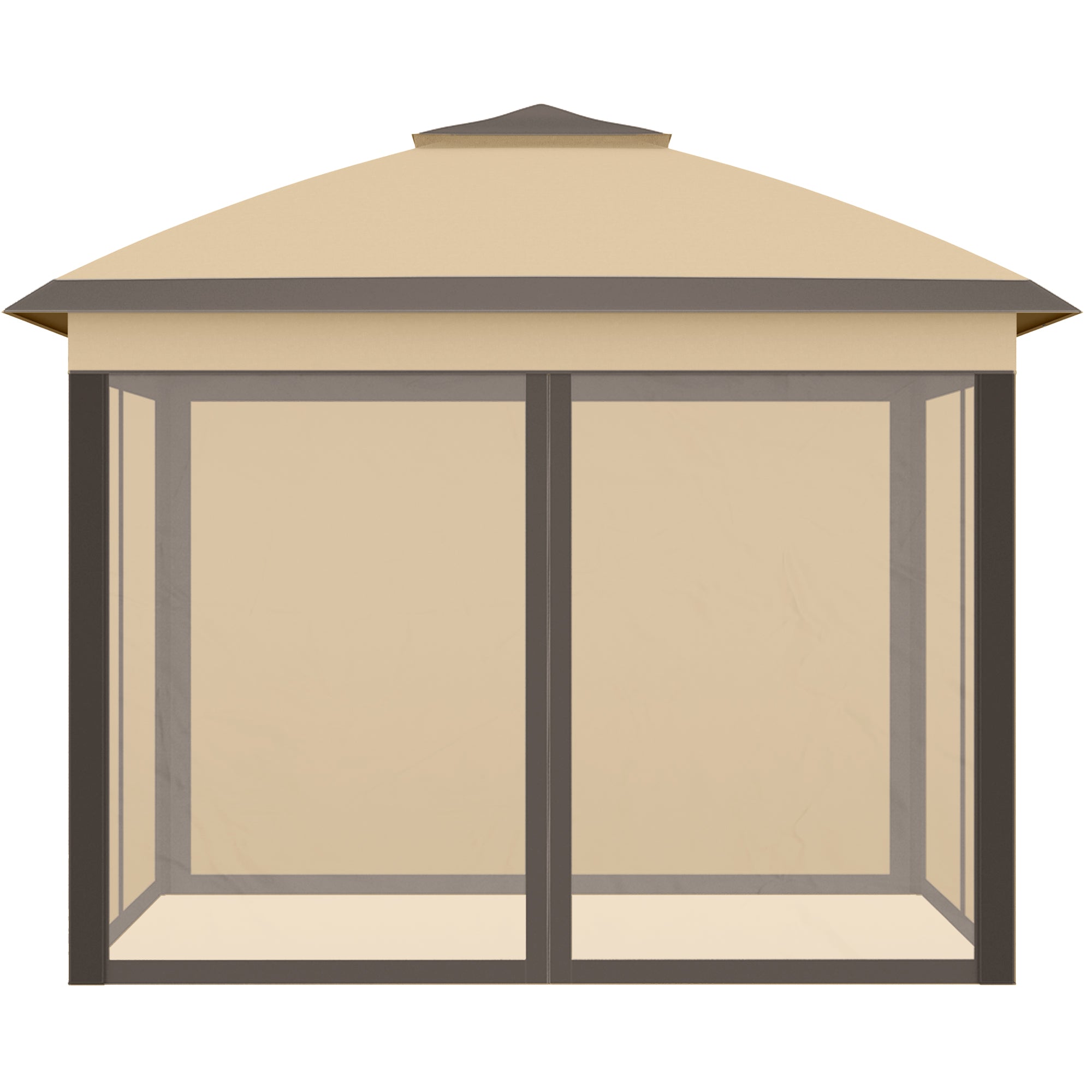 Pavilion 3.3x3.3m, Waterproof Winterproof Pop-Up Folding Pavilion with Double Roof, UV Protection, Foldable Party Tent Garden Tent with Side Panels, Bag Garden Pavilion for Camping Garden, Beige