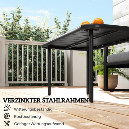 Rectangular Steel Side Table — Weatherproof Outdoor Coffee/Side Table for Balcony, Garden, Patio & Living Room, 90 x 50 x 43 cm (35.4 x 19.7 x 16.9 in), Black