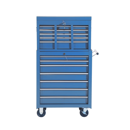 Workshop Trolley with Tool Chest, Lockable Tool Cart with Drawers, Tool Compartment, Keys, and Anti-slip Mats, Blue