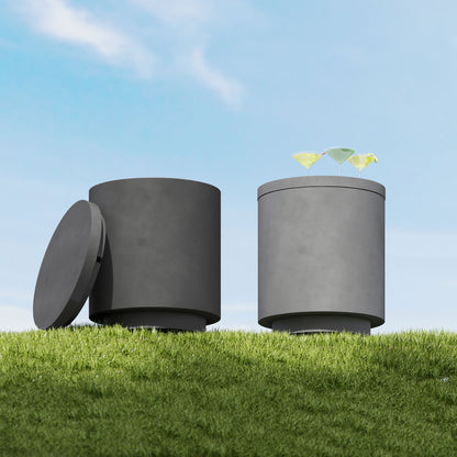 Cool Bar Side Table with Removable Tabletop 10L Drink Cooler, Bistro Table Small Patio Table for Party, Camping, Light Gray