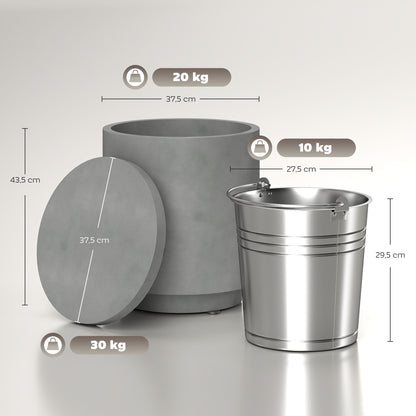 Cool Bar Side Table with Removable Tabletop 10L Drink Cooler, Bistro Table Small Patio Table for Party, Camping, Light Gray