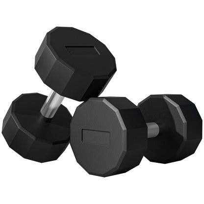SPORTNOW Set of 2 12-Sided Dumbbells 2x15kg in Metal and Rubber, Gym Dumbbells Set with Non-Slip Grip, 26x15.5x15.5 cm, Black