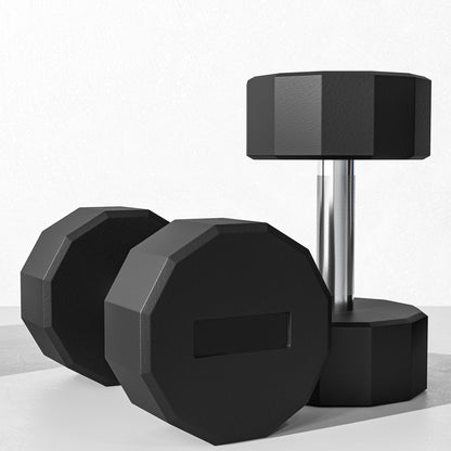 SPORTNOW Set of 2 12-Sided Dumbbells 2x15kg in Metal and Rubber, Gym Dumbbells Set with Non-Slip Grip, 26x15.5x15.5 cm, Black