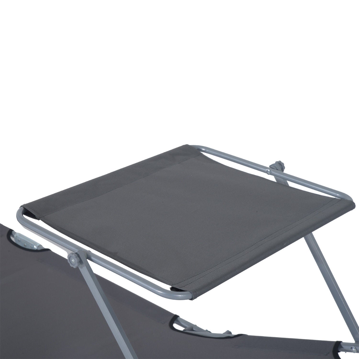 Foldable Garden Lounger Sun Lounger with Removable Adjustable Canopy and Reclining Backrest for Terrace Camping Outdoor 187x58x36 cm Gray