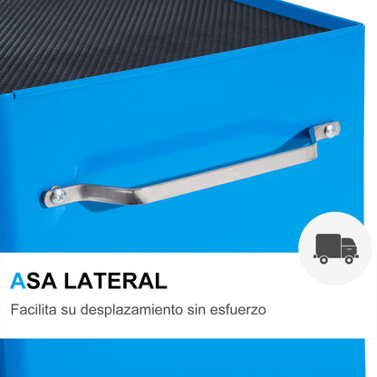 Mobile Tool Box Cart with 5 Drawers 4 Wheels Lockable Blue