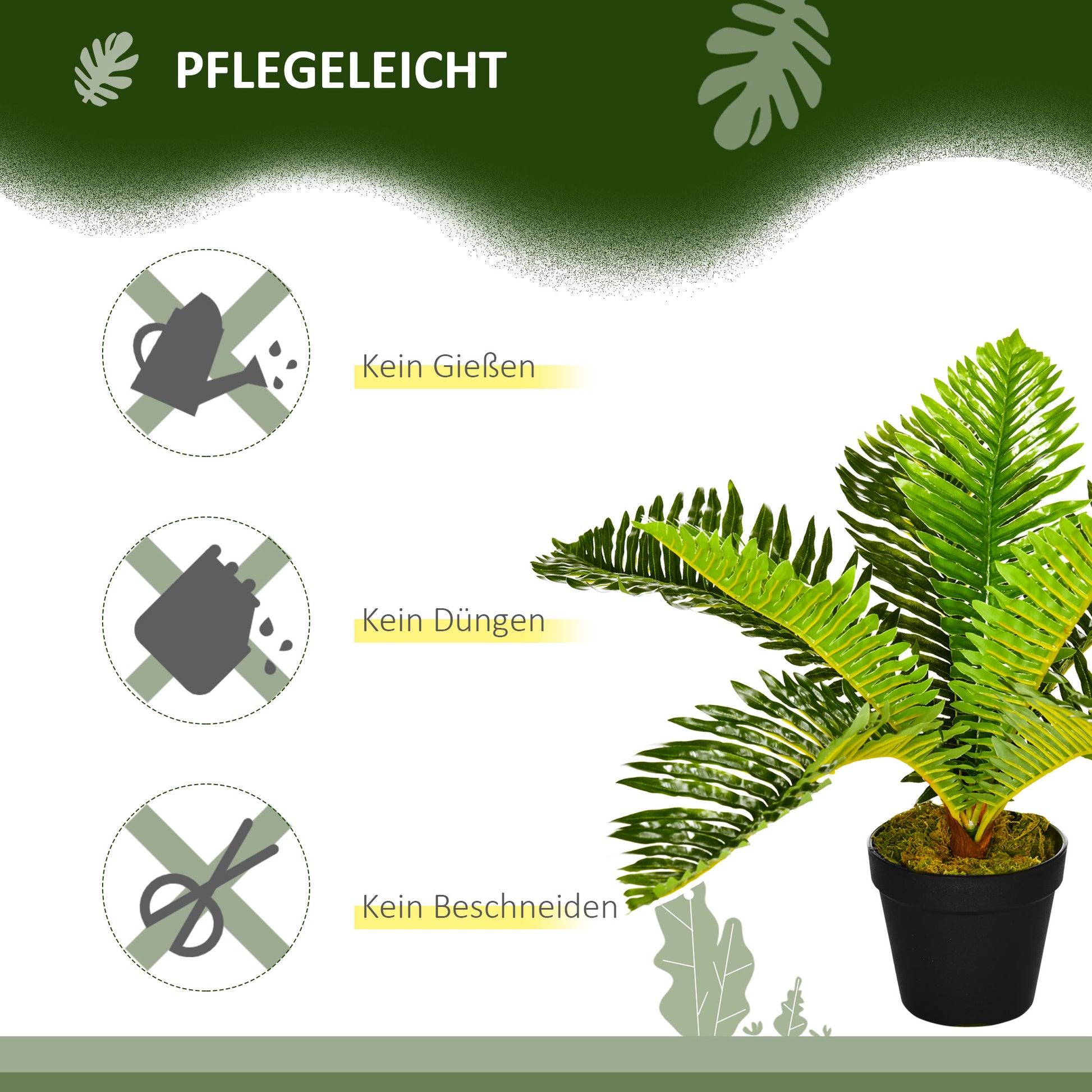 Artificial Plant, Fake Plant, Artificial Palm Tree with Pot, Indoor Plant for Living Room, Bedroom, 50 cm, Green