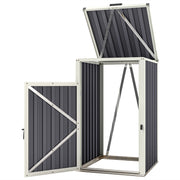 240L Outdoor Trash Can Cover, Single trash can cover, door with handle, 180° flip-top lid, galvanized steel, 73 x 81 x 122 cm, dark gray