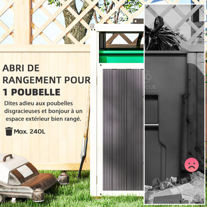 240L Outdoor Trash Can Cover, Single trash can cover, door with handle, 180° flip-top lid, galvanized steel, 73 x 81 x 122 cm, dark gray