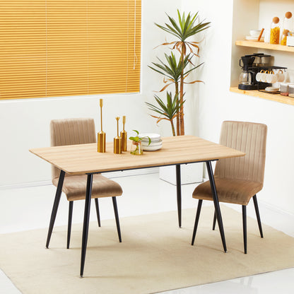 Dining Table Kitchen Table for 4 Persons, Dining Table, Living Room Table with Wood Look, Steel Legs, 140 x 80 x 76 cm, Natural