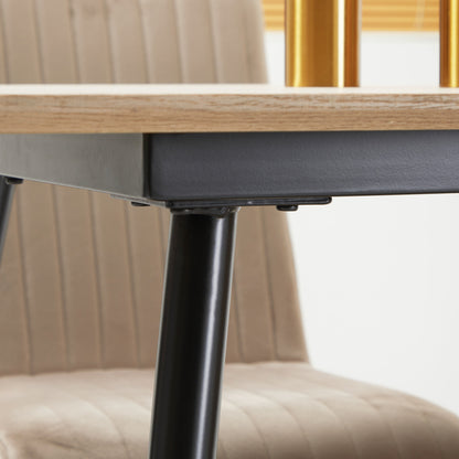 Dining Table Kitchen Table for 4 Persons, Dining Table, Living Room Table with Wood Look, Steel Legs, 140 x 80 x 76 cm, Natural