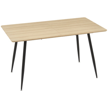 Dining Table Kitchen Table for 4 Persons, Dining Table, Living Room Table with Wood Look, Steel Legs, 140 x 80 x 76 cm, Natural