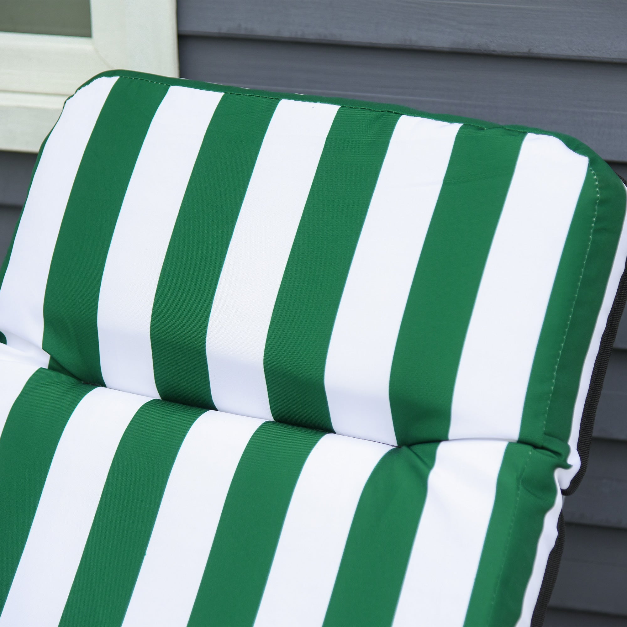 Set of 2 Adjustable Folding Sun Lounger Garden Bed in Green + White Steel