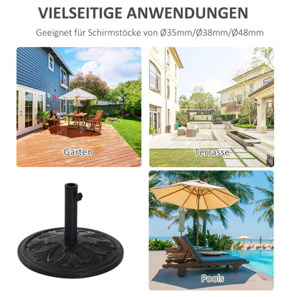 Umbrella Stand 13 kg Umbrella Holder Umbrella Poles with 35 mm/38 mm/48 mm Diameter Umbrella Bracket for Garden, Balcony, Antique Black