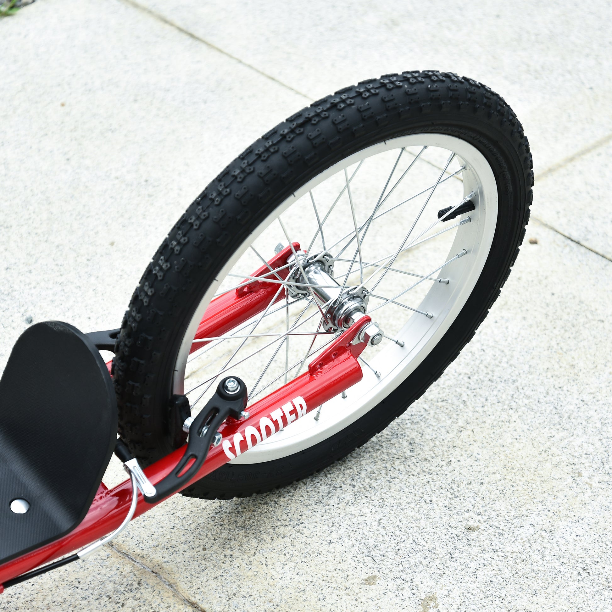 Scooter Skateboard for Kids +5 Years and Teenagers with Adjustable Height Handlebar 2 Inflatable Rubber Tires with Double Brake and 16" Wheels Load 100 kg 139x58x90-96 cm Red