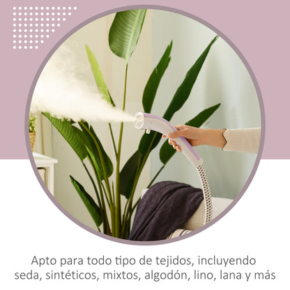 1.4L Tank Steam Iron with Adjustable Temperature at 11 Levels Vertical Ironing Center 1800W 26x21.5x146 cm Pink