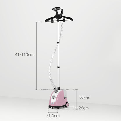1.4L Tank Steam Iron with Adjustable Temperature at 11 Levels Vertical Ironing Center 1800W 26x21.5x146 cm Pink