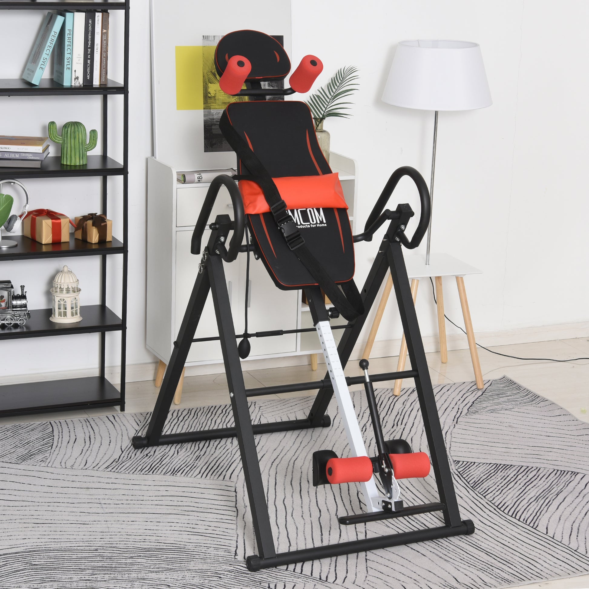 Foldable Gravity Inversion Table with Adjustable Safety Belt for Users 130-190cm Back Pain Relief and Exercise Maximum Load 150 kg
