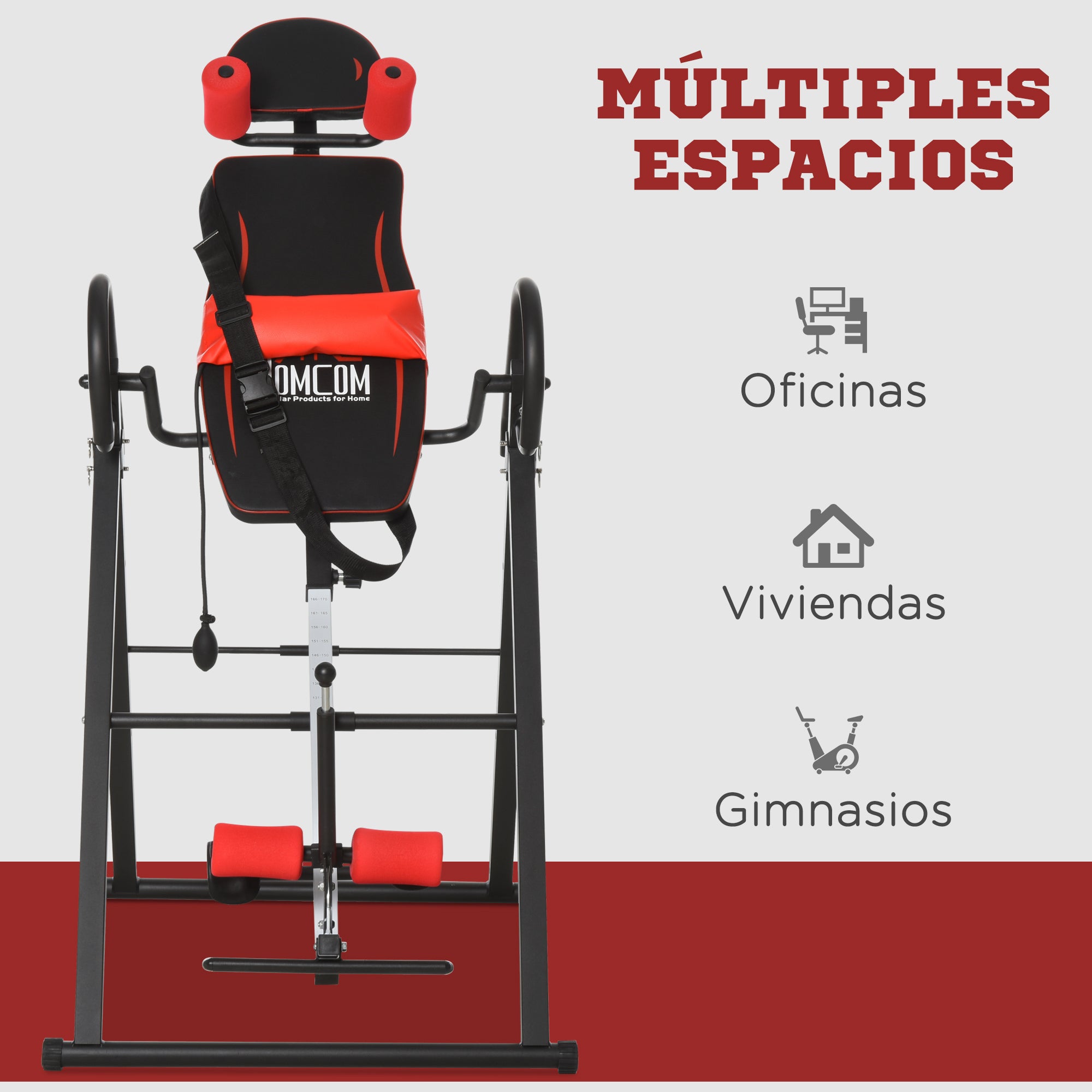 Foldable Gravity Inversion Table with Adjustable Safety Belt for Users 130-190cm Back Pain Relief and Exercise Maximum Load 150 kg