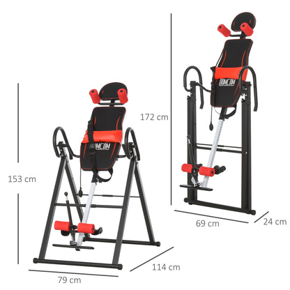 Foldable Gravity Inversion Table with Adjustable Safety Belt for Users 130-190cm Back Pain Relief and Exercise Maximum Load 150 kg