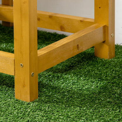 Raised Bed Planter Flower Box with Folding Tabletop, Herb Bed with Fleece Inner Lining, for Garden, Terrace, Wood, Brown, 64 x 63 x 74.5 cm