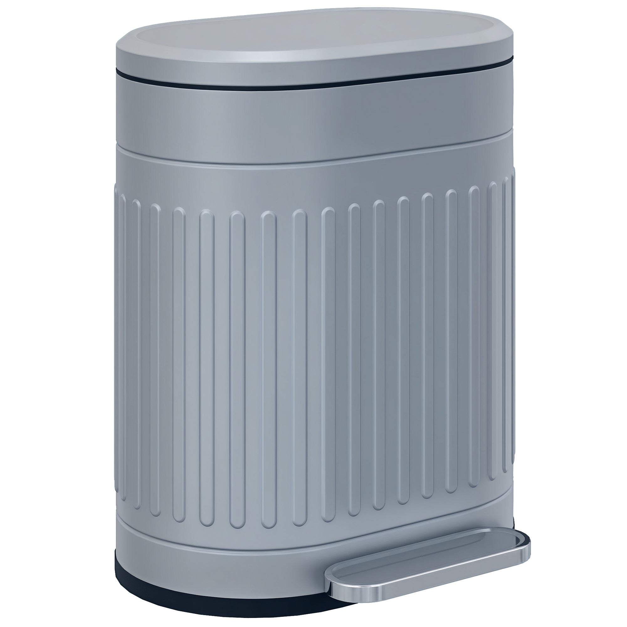 20L Step Trash Can with Lid and Foot Pedal, Removable Inner Bucket, Soft-Close, Gray (36.5 × 31.2 × 45 cm / 14.4 × 12.3 × 17.7 in)
