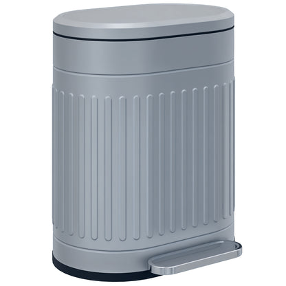 20L Step Trash Can with Lid and Foot Pedal, Removable Inner Bucket, Soft-Close, Gray (36.5 × 31.2 × 45 cm / 14.4 × 12.3 × 17.7 in)