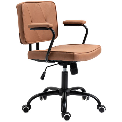 Office Chair with Casters Swivel Desk Chair for Office Height Adjustable with Rocking Function 360-Degree Rotation Tiltable Foam Brown 61 x 58 x 82-91 cm