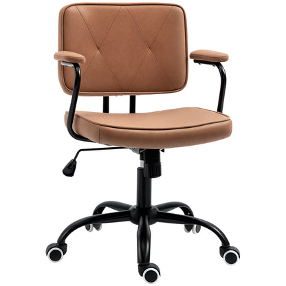 Office Chair with Casters Swivel Desk Chair for Office Height Adjustable with Rocking Function 360-Degree Rotation Tiltable Foam Brown 61 x 58 x 82-91 cm