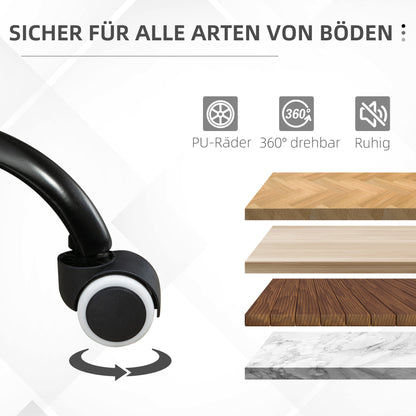 Office Chair with Casters Swivel Desk Chair for Office Height Adjustable with Rocking Function 360-Degree Rotation Tiltable Foam Brown 61 x 58 x 82-91 cm