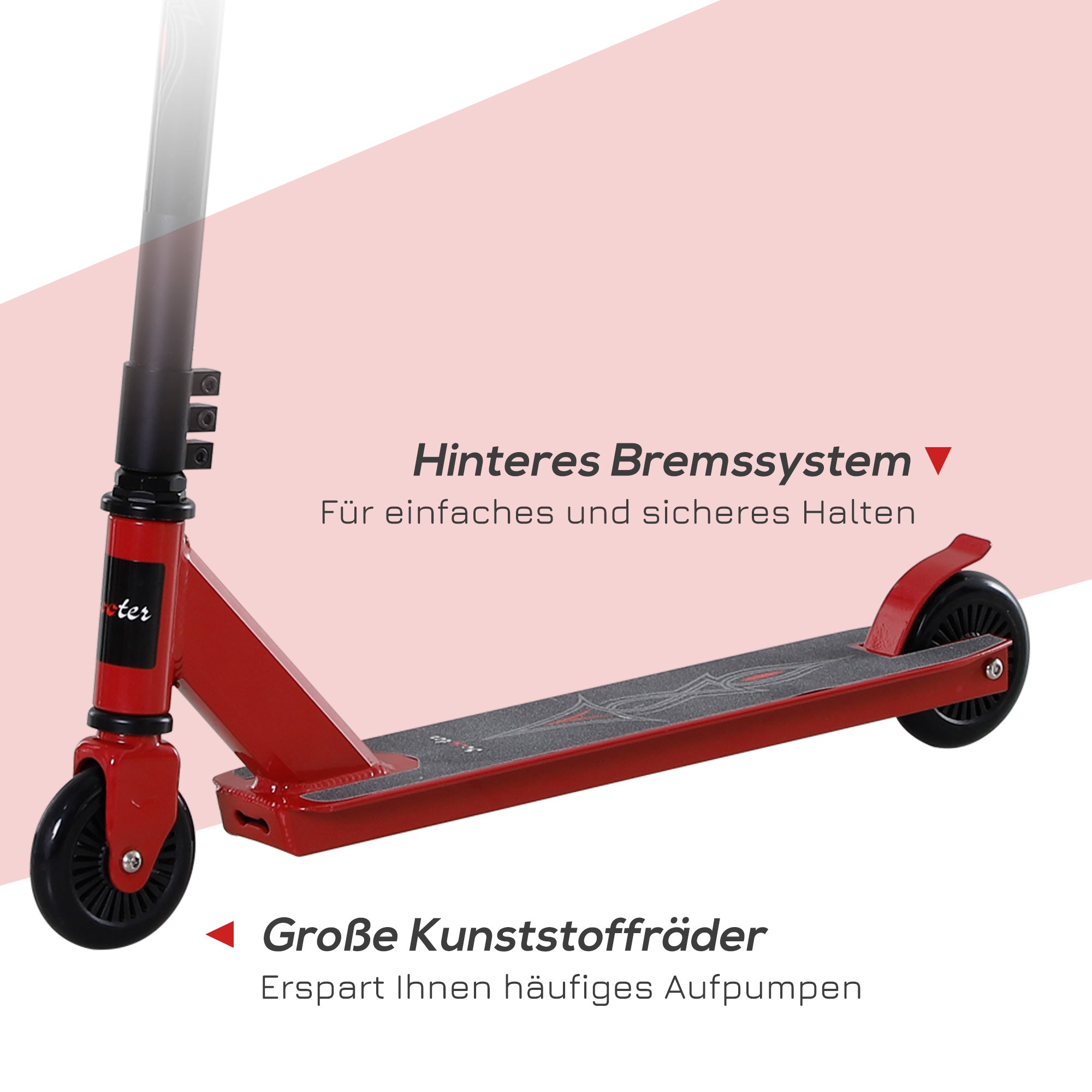 Stunt Scooter with 360° Steering, ABEC 9 Ball Bearings, 100mm Faux Leather Wheels, Aluminium Kick Scooter for Stunts up to 100kg, Trick Scooter Fun Scooter for Kids 14+