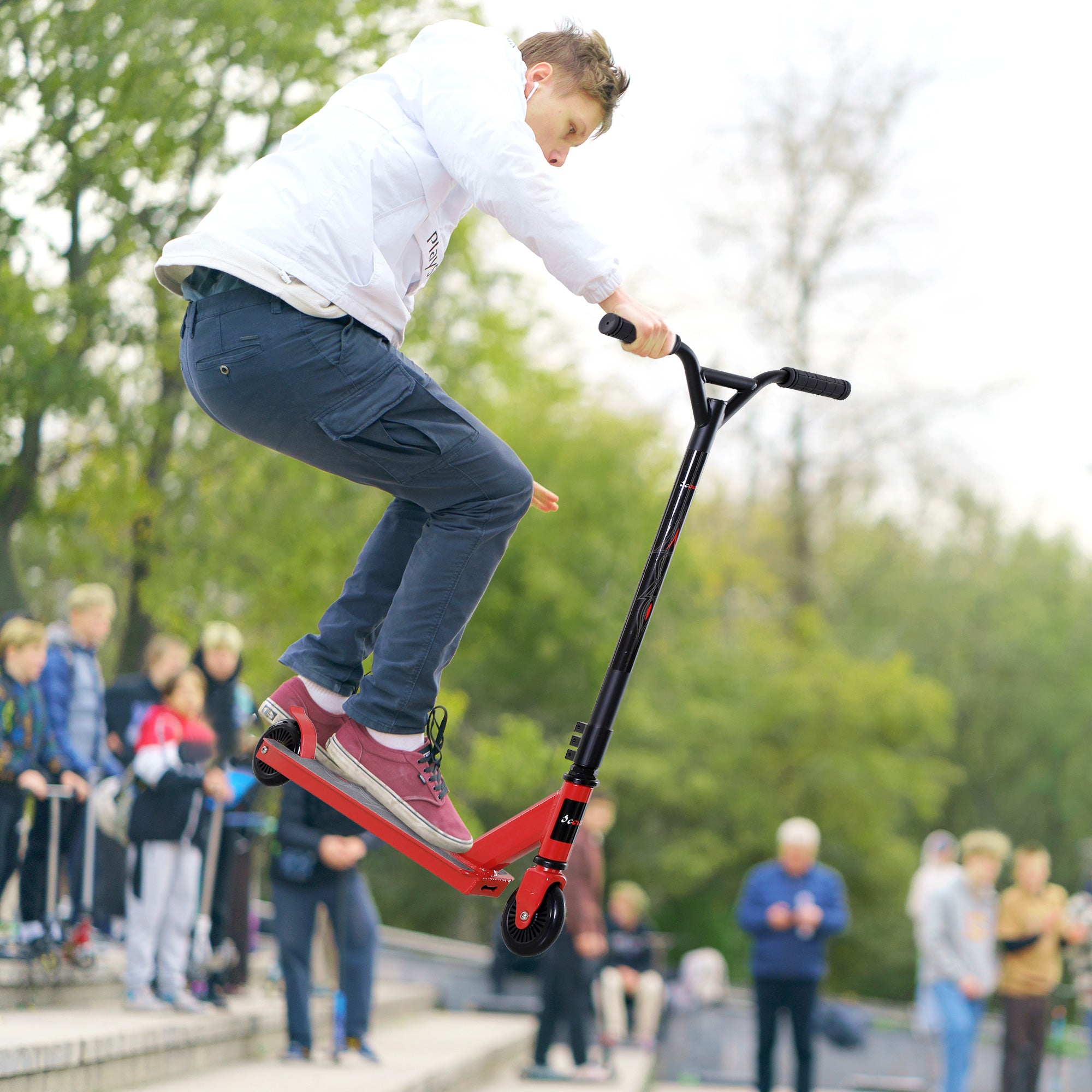 Stunt Scooter with 360° Steering, ABEC 9 Ball Bearings, 100mm Faux Leather Wheels, Aluminium Kick Scooter for Stunts up to 100kg, Trick Scooter Fun Scooter for Kids 14+