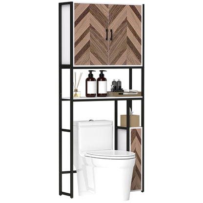 Over Toilet Cabinet Over Toilet Cabinet with 3 Doors 2 Adjustable Shelves and Open Compartment Bathroom Furniture 79.5x23x178 cm Multicolor