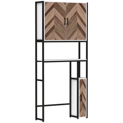 Over Toilet Cabinet Over Toilet Cabinet with 3 Doors 2 Adjustable Shelves and Open Compartment Bathroom Furniture 79.5x23x178 cm Multicolor