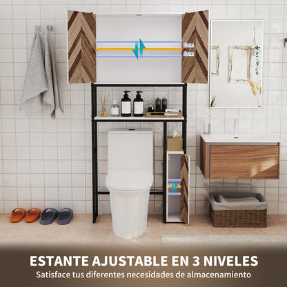 Over Toilet Cabinet Over Toilet Cabinet with 3 Doors 2 Adjustable Shelves and Open Compartment Bathroom Furniture 79.5x23x178 cm Multicolor