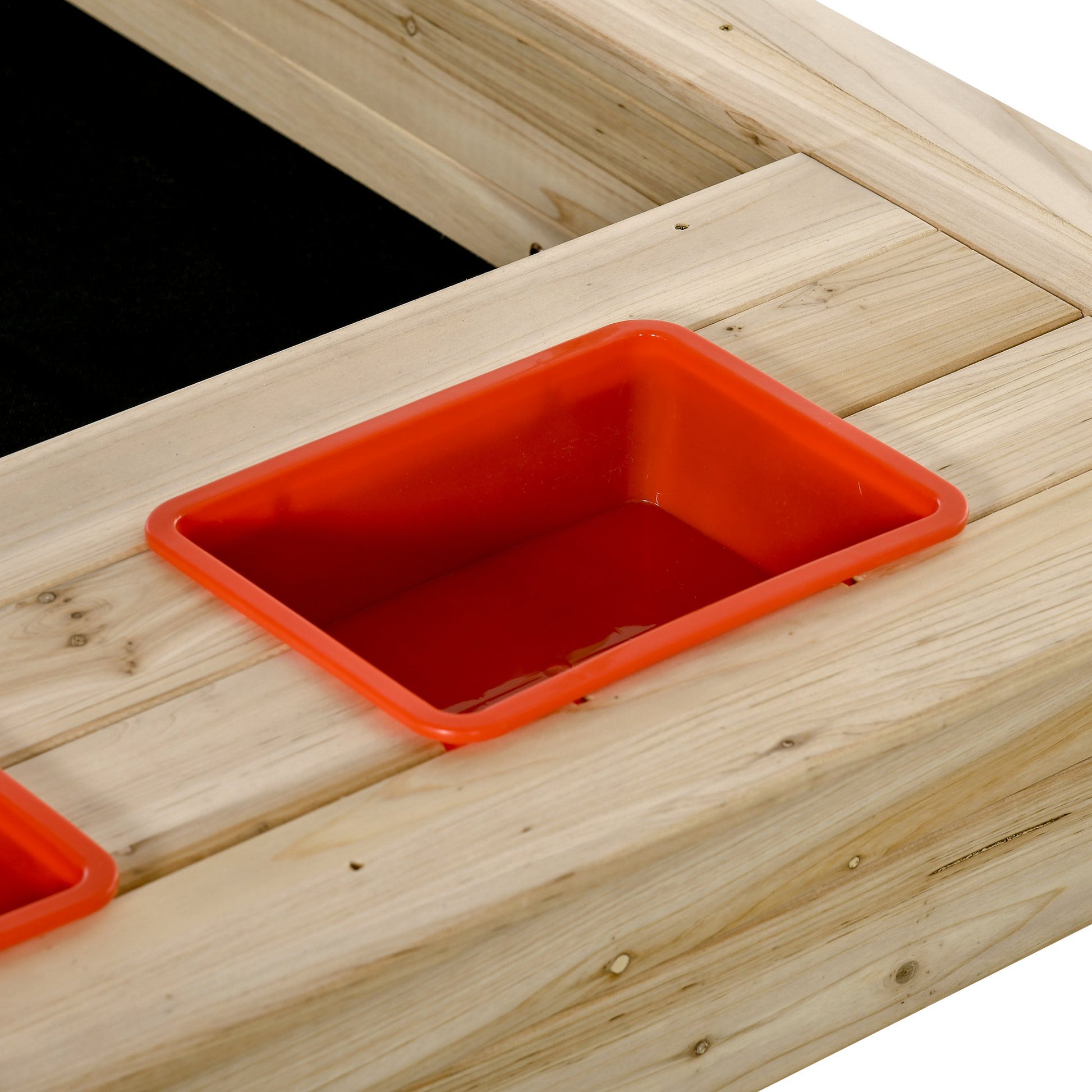 Square Wooden Sandpit 1.18L x 1.18W x 1.18H m - Adjustable Height, Inclination Roof, Closable - 2 Tubs - Fir Wood Autoclave