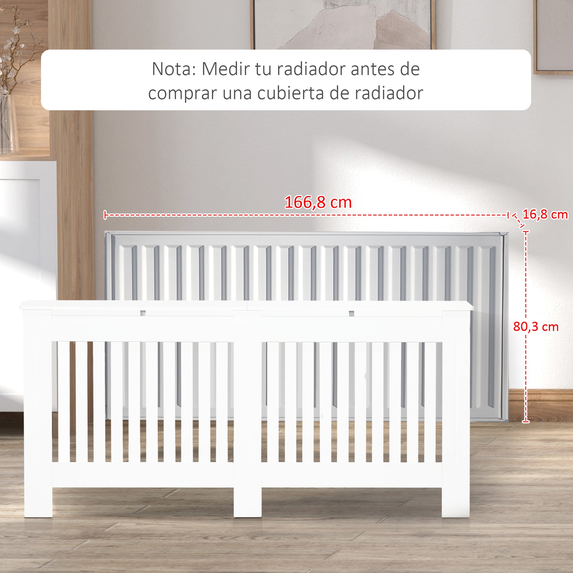 Radiator Cover Modern MDF Radiator Cover for Living Room Bedroom 172x19x81 cm White