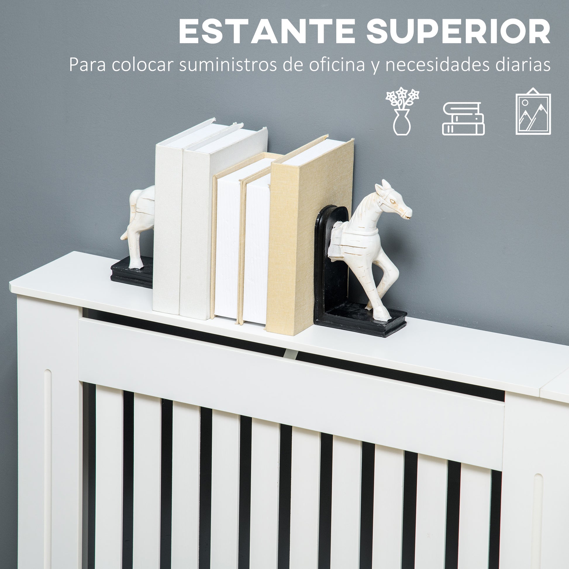 Radiator Cover Modern MDF Radiator Cover for Living Room Bedroom 172x19x81 cm White