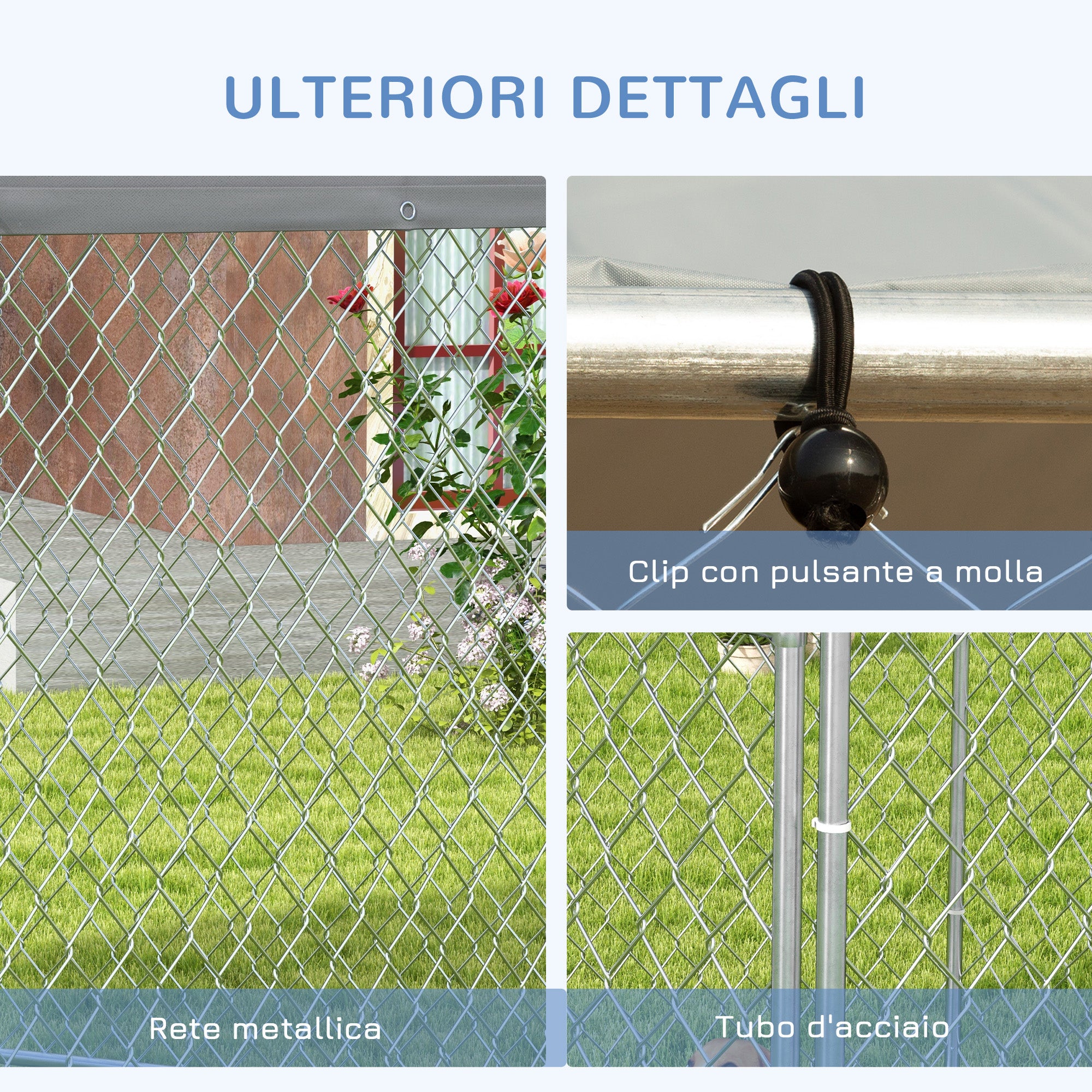 Large Size Dog Kennel, Hexagonal Kennel with Oxford Fabric UV Resistant Roof 2.1x1.85x1.5m, Silver and Grey
