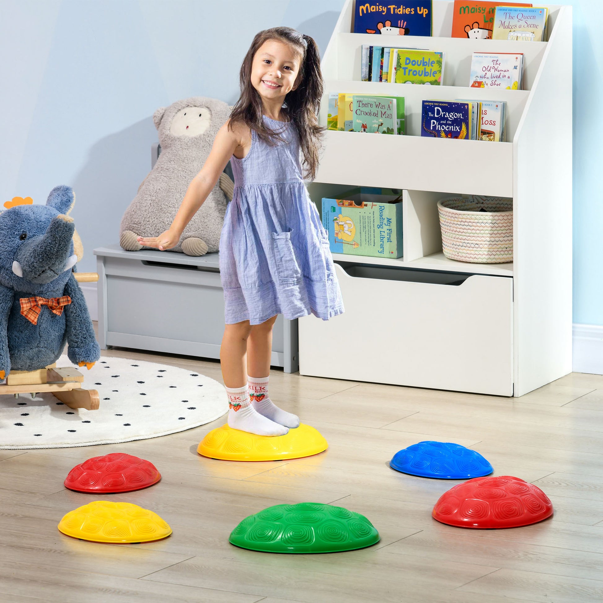 ZONEKIZ Balance Stones for Kids 3-8 Years Set of 6 Stackable Balance Blocks with Non-Slip Base for Balance Training and Coordination Multicolor
