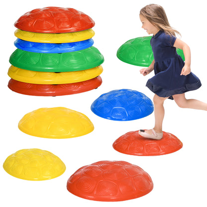 ZONEKIZ Balance Stones for Kids 3-8 Years Set of 6 Stackable Balance Blocks with Non-Slip Base for Balance Training and Coordination Multicolor