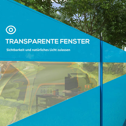 Foldable Windbreak Camping Privacy Screen with Light Window Poles Ropes Windshield Fence Beach Windshield Beach Protection for Camping Garden, Beach, Patio 725 x 140 cm Blue